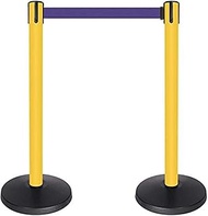 QueueWay PLUS - QPLUS-35-P5 - yellow post, 2" wide, 10' length Purple belt (Set of 2)