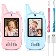 Video Walkie Talkies for Kids 2 Pack, Handheld Games for Kids, Intercom with Voice Changer, Long Ran
