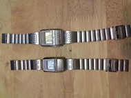 二手 CASIO A200+LA-200  男錶+女錶 冷光 手錶 金屬錶帶 已更換電池