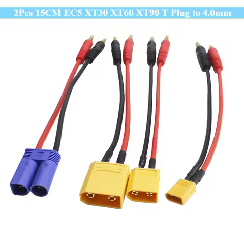 2Pcs 15CM EC5 XT30 XT60 XT90 T Plug Charge Lead To 4.0mm Banana Plugs Charge Cable Silicone Wire 14A