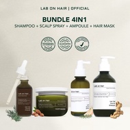 Lab on Hair Bundle 4in1 Shampoo + Ampoule + Scalp Spray + Hair Mask - Paket Lengkap Perawatan Rambut
