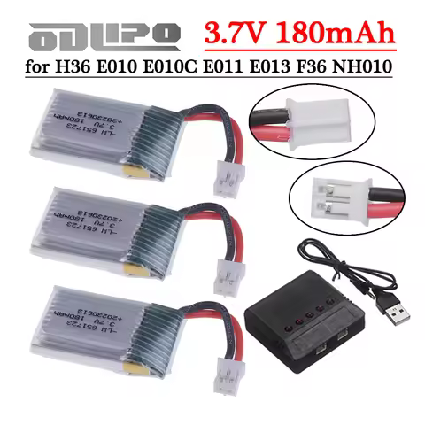3.7V 1S 180mAh LiPO Battery PH2.0 plug fit for H36 E010 E010C E011 E013 F36 NH010 RC Mini Drone Micr