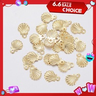 100pc 304 Stainless Steel Charms Shell Real 18K Gold Plated 7.5x5.5x0.8mm Hole: 0.8mm