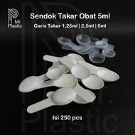 5ml measuring spoon, 250 pcs, measuring line medicine spoon, 1.25ml, 2.5ml, 5m, white medicine spoon