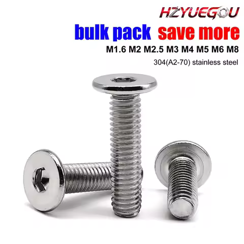 HZYUEGOU Bulk Pack M1.6 M2 M2.5 M3 M4 M5 M6 M8 CM 304 Stainless Steel Hex Hexagon Socket Ultra Thin 