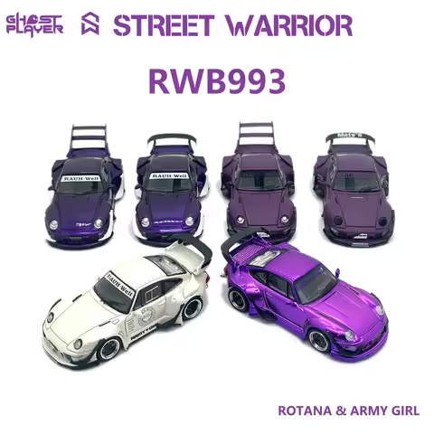 Street Warrior & Model Model TMCS2025 1:64 RWB 993 Rotana & Army Girl Purple White Widebody Tuner Di