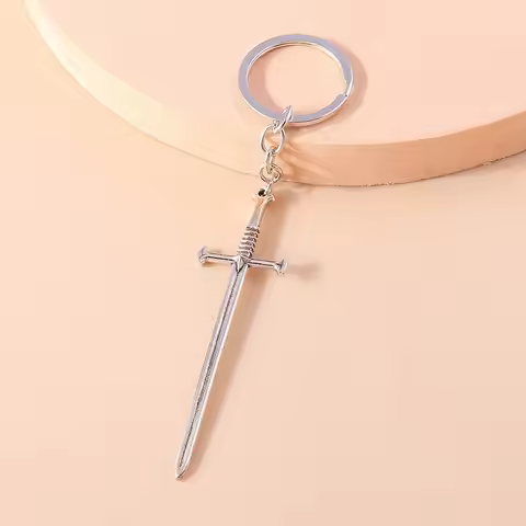 Aihua Punk Metal Viking Warrior Sword Keychain for Women Men Great Dragon Slayer Sword Key Ring Bag 