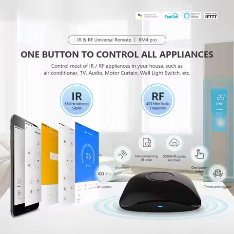 Original Broadlink RM4 Pro WIFI Universal Smart Remote Control IR RF RM4Pro HTS2 Smart Home Work Wit