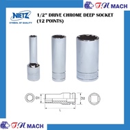 NIETZ 1/2" DRIVE CHROME DEEP SOCKET  BOX SOCKET (12POINTS)