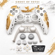 Ghost of Yotei Replacement Shell for PS5 DualSense Controller, Gold / Black Samurai Design, Front Ho