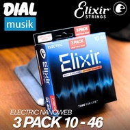 Elixir 16567 3 Pack Electric Nanoweb 10-46/ Original Elixir 3 Set Electric Guitar Strings