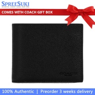 Coach Men Men Wallet In Gift Box 3 In 1 Wallet Black # CR899