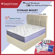 3336 Divan/Storage Bed Frame | Frame + 10" Bamboo Damask Mattress Bedset Package