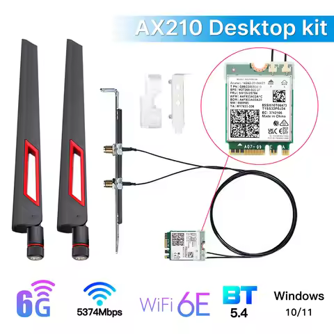 Tri Band WI-FI 6E Intel AX210 Bluetooth5.4 5374Mbps M.2 Wireless WiFi Card AX210NGW 2.4G/5G/6G 802.1