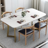 BaanD Nordic Dining Table with Marble Pattern Tabletop 120cm, Modern Simple Coffee Cocktail Table, Dining Table Home Small Apartment Dining Table หินอ่อนขาว One