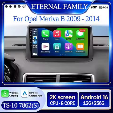 Android 16 For Opel Meriva B 2009 - 2014 2K QLED Car Radio Multimedia Video Player GPS CarPlay Auto 