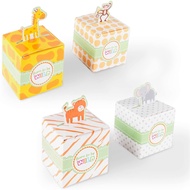 【New Style】20pcs Jungle Animal Goodies Box Forest Zebra Monkey Lion Door Gift Box Biskut Goodies Birthday For Kids Gift Bag Paper Boxes Safari Theme Birthday Party Decoration Wedding Decor Baby Shower Baby One 1st Party Supplies