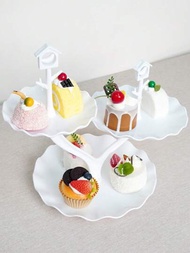 1個三層蛋糕支架,甜點蛋糕架,糖果盤,小吃餅乾托盤,多層水果托盤,婚禮宴會桌面裝飾用品