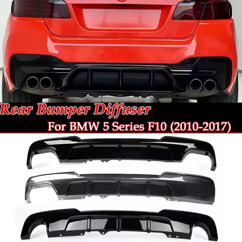 For BMW 5 Series F10 F11 2012-2017 Gloss Black Rear Diffuser Spoiler M Sport Tech Carbon Fiber Diffu