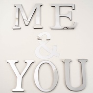 [Week Deal] 20cm Big Size 3D English Letters Acrylic Mirror Surface Wall Sticker Alphabet Poster Fes