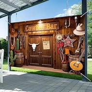 BlissYard Western Cowboy Backdrop Banner Wild West Wooden House Barn Photo Background for Kids Adult