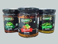 GappuG Mango, Mixed & Green Chilli Pickle 600Gms (200 Gms set of 3) Combo