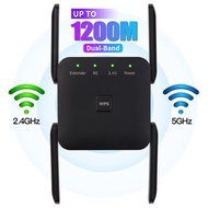 5Ghz AC1200 WiFi 中繼器 1200Mbps 路由器黑色 WiFi 擴展放大器 2.4G 5GHz WiFi 信號增強器遠距離網絡