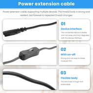 Power Extension Cord Iec320 C7 to C8 Power Adapter Extension Cord with Switch Control with "8" Inter