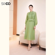 SIXDO Green Organza Flared Dress (Green Organza Flared Dress)