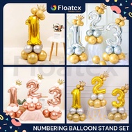 ( Ready stock ) 32inch Numbering Balloon Stand With Crown Huge Number Foil Balloons