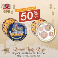 [RAYA TWIN PACK] GPR Royal British Butter Cookies in Tin weight 340g Biskut Biscuit Premium Export Quality Rich and Buttery Bake Hari Raya Design Limited Edition