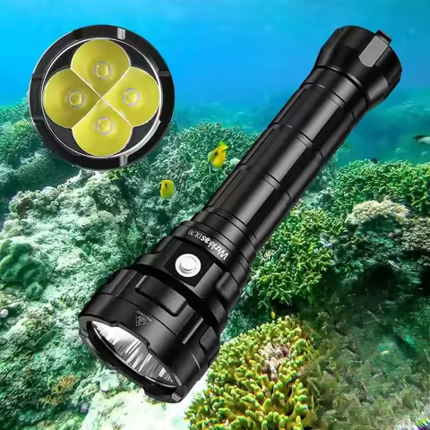 Wurkkos DL70 Scuba Flashlight 13000LM High Power Searchlight IPX8 Waterproof 4*XHP50B LED Lamp 2*266