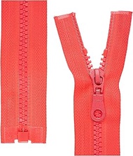 2 x 35cm Rail Length Separable Zip in Light Red 1-Way Open End #5 5.75mm Rail Width 34mm Band Width 