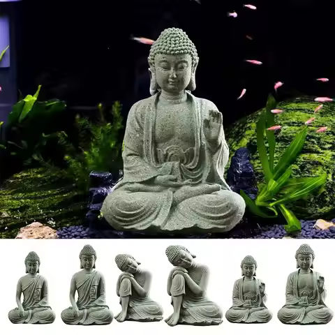 Buddha Fish Tank Decor Stone Buddha Figurines for Aquarium Zen Garden Fish Tank Statue Mini Stone Bu