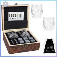 LEFT Whiskey Stones And Whiskey Glass Gift Set Of 4, For Men | Father's Day, 6 Granite Whiskey Stone