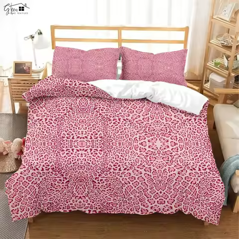 Pink Leopard Black Zebra Print Quilt Cover Soft And Comfortable Duvet Cover Pillowcase Bedding Set M