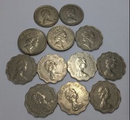 英女皇頭硬幣1979-1990 ($1x2, $2x8, $5x2)