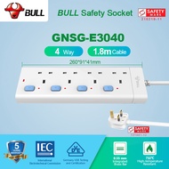 BULL 3/4/5 Way Extension Power Socket  Power Extension Cord Power Strips With Extension Cable Multi Plug Extension Cord Power Socket Multi Plug Extension Cord  (1.8 Meters Cable) with Certified Safety Mark&amp; 5 Years Warranty LED Indicator