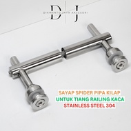 304 Stainless Steel Glossy Pipe Spider Wing (Glass Fitting)(Bracket)