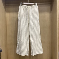 Authentic New style UNIQLO 25 Spring Womens Linen Blend Elastic Striped Pants Casual Pants Elastic W