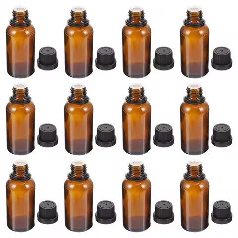 5PCS 5ml-30ml Amber Glass Bottle Empty Essential Oil Bottles Aromatherapy Oil Massage Oil Containers