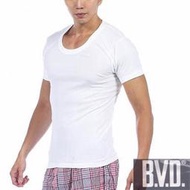 【BVD】時尚舒適型男純棉U領羅紋短袖內衣6件 