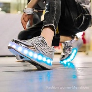 Two-Wheeled LED Rechargeable Luminous Shoes Adult Child Roller Skates Outdoor Sports Wheel Shoes Siz