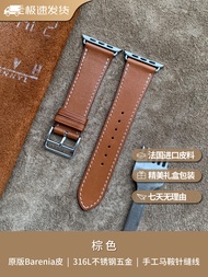 สายนาฬิกาหนังแท้สำหรับ Apple Watch Ultra 3/S10/8/Se3 เหมาะกับทุกขนาดสายนาฬิกาแบบยืดหยุ่นสำหรับผู้ชาย