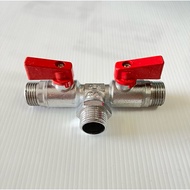 Three-Way Valve 2 Twists H2O Brand Faucet 2 Valves Water Mini Ball 3 Way Separate Pipe 1 Inlet 2 Out