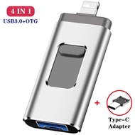 4 in 1 multi-function USB Flash Drive 16GB 32GB OTG USB Pendrive 64GB 128GB type c Pen Drive for iphone/ipad/pc/Android phone
