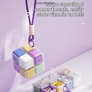 SEASONWIND Weekly Pill Container, 8-Grid Cube Medicine Storage Box, Compact Magnetic Creative Sealed