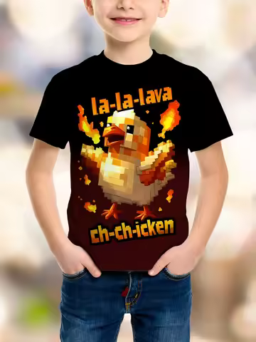 Summer La-La-La Lava Chicken Jockey Funny T Shirt High Quality Fashion Tee boy Casual Short Sleeve T