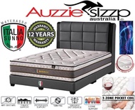 [ FREE 1 X RM99 T-SHIRT ] Aussie Sleep 5 Zone Pocketed Spring + Top 12 Inch Mattress Italia Sunno Mi