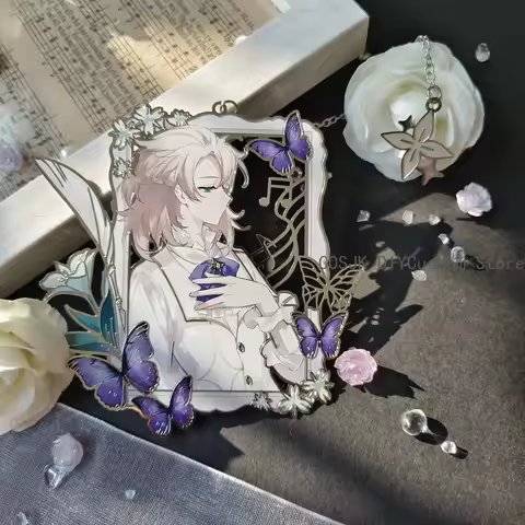 Anime Game Genshin Impact Albedo Cosplay Cartoon Metal Bookmark Collection Accessories Props Xmas Ha